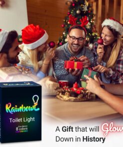 RainBowl Toilet Bowl Night Light with Motion Sensor - Funny Mens Stocking Stuffers 2023 - Unique Cool Gadget - Gag Christmas Gift for Dad, Boyfriend, Husband - White Elephant Gifts Idea, Secret Santa 29 811WAyqVp6L