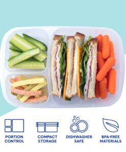 EasyLunchboxes® - Bento Lunch Boxes - Reusable 3-Compartment Food Containers for School, Work, and Travel, Set of 4 (Brights) Brights 26 811WapkZbHL