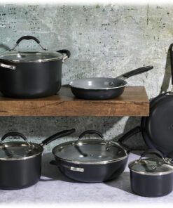 Cravings by Chrissy Teigen 10-Piece Hard Anodized Aluminum Nonstick Cookware Set (Grey) 13 811Xw4aOo2L