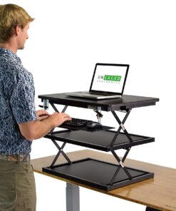 CHANGEdesk Tall Ergonomic Standing Desk Converter for Laptops Single Monitors Adjustable Height Desktop sit Stand up Riser with Keyboard Tray Affordable Compact Small Computer Workstation Black 15 811YSkPNrXL