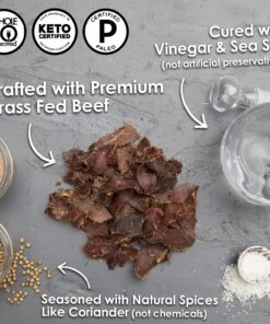 Ayoba Traditional Grass Fed Beef Biltong Slices (4 Ounce, Pack of 1) Keto Friendly Air-Dried Grass Fed Beef Paleo Snacks - Gluten Free, Whole 30 Approved, No Sugar, No Carb Meat Snacks 4.00 Ounce (Pack of 1) 15 811YuAq8VbS