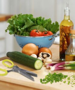 Herb Scissors - 5 Sharp Blades - Cuts, Slices and Chops Herbs 5x Faster - Ideal Time-Saving Kitchen Essential - Cleaning Rake Included - Stainless Steel - with Diamond Shield Cleaning Cloth 11 811ZtD6ULmL