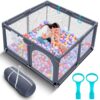 Tmsene Baby Playpen, Playard for Babies and Toddlers, Sturdy Safety Baby Fence with Breathable Mesh and Zipper Gates, Indoor & Outdoor Play Pens for Kids Activity Center (Grey) Grey 43 811aRn8843L