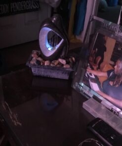 Modern Silhouette Zen Indoor Small Tabletop Water Fountain with 4-LED Light Cluster Faux Black Marble Stone 10" for Table Desk-Top Office Bedroom House Relaxation Living Room - John Timberland 35 811c7n9YznL