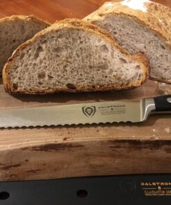 Dalstrong Serrated Bread Knife - 10 inch - Gladiator Series Elite - Forged High-Carbon German Steel - G10 Handle Kitchen Knife - Sheath Included - Razor Sharp Slicer - Slicing Knife - NSF Certified 10" 36 811cqFdtL8L
