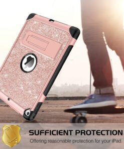 YINLAI iPad 6th Generation Cases,iPad 5th Generation Case,iPad 9.7 Case,Glitter Women Hybrid Shockproof Drop Protection Cover with Kickstand iPad 9.7 inch iPad Air2 A1893/A1954/A1822/A1823,Rose Gold Rose Gold 33 811fMKws0sL