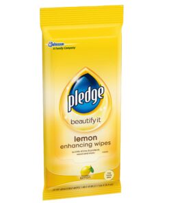 Pledge Multi-Surface Furniture Polish Wipes, Works on Wood, Granite, and Leather, Cleans and Protects, Lemon, Pack Of 2 - (24 Total Wipes) 6 811ftQP5tdL