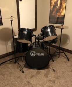 Gammon Percussion Full Size Complete Adult 5 Piece Drum Set with Cymbals Stands Stool and Sticks, Black 29 811g oe8 RL