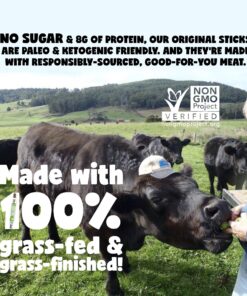 Original, Sogo Snacks, No Sugar, 100% Grass-fed & Grass-finished, Non-GMO Beef Sticks. No Added Nitrates, Gluten, Soy, MSG, Dairy, Nuts. Keto, Whole, Paleo Friendly (Original, 1-oz, 24 Count) Original - Grass Fed Beef 1 Ounce (Pack of 24) 16 811gBgSe0BL 1