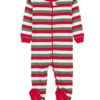 Leveret Kids Pajamas Baby Boys Girls Footed Pajamas Sleeper 100% Cotton (Size 6-12 Months-5 Toddler) Red White & Green 2 811ggmdej0L
