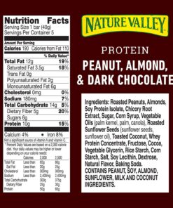 Nature Valley Chewy Granola Bar, Protein, Peanut, Almond and Dark Chocolate, Gluten Free, 1.42 oz, 5 ct (Pack of 6) 5 Count (Pack of 6) 13 811m1NogG L