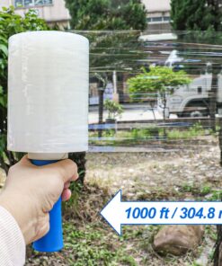 BOMEI PACK 2 Pack Stretch Wrap Film with Plastic Handle, 5" 1000ft 80 Gauge for Pallet Wrap, Clear Plastic Pallet Wrap for Packing, Moving, Self-Adhering Heavy Duty Shrink Film 19 811mE4 JqZL