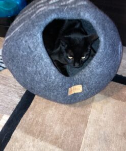 MEOWFIA Premium Felt Cat Bed Cave - Handmade 100% Merino Wool Bed for Cats and Kittens (Dark Shades) (Large, Dark Grey) Large 39 811neEwyGaL