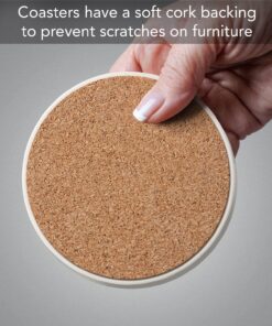 Thirstystone Monterey Bay 4 Pack Round Absorbent Stone Coasters with Protective Cork Backing Manufactured in the USA Artistic Absorbent Easily Wipes Clean 23 811pDZS SCL