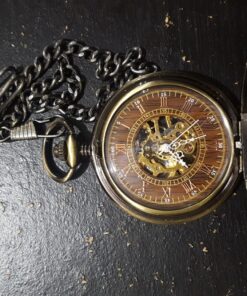 Carrie Hughes Antique Mechanical Pocket Watches for Men Lucky Dragon Phoenix Skeleton Roman Numberals with Chain and Box CH223 15 811pbabm4rL