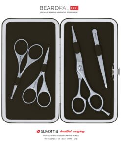Suvorna Premium Beard & Mustache Scissors Set/Kit with Beard scissors for men - Grooming Scissors men/Facial Hair Scissors/Nose scissors - Eyebrow Scissors - Slant Tweezers (4 Pcs green) Brown Green 7 811pq40frEL