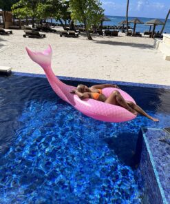Jasonwell Giant Inflatable Mermaid Tail Pool Float with Fast Valves Summer Beach Swimming Pool Party Lounge Raft Decorations Toys for Adults Kids (Pink) Pink - XL 35 811q1vCFFWL