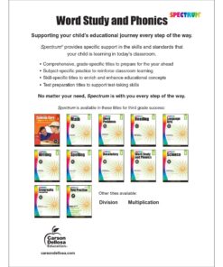 Alternative view of Spectrum Word Study 3rd Grade Workbook, Ages 8 to 9, Grade 3 Word Study, Phonics, Blends and Diagraphs, Vocabulary Builder, Dictionary Skills, Synonyms and Antonyms - 168 Pages (Volume 89)