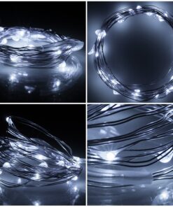 ITART Micro LED String Lights Battery Powered Set of 8 Cool White Mini Fairy Light 20 LED 6ft Ultra Thin Silver Wire Rope Lights for Craft DIY Costume Centerpieces Display White (8 Pack) 18 811suBLkMuL