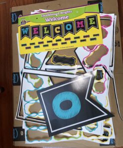 Teacher Created Resources TCR5614 Chalkboard Brights Pennants Welcome Bulletin Board, Paper, Multi 14 811tD2wvcuL