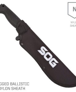 SOG SOGfari Tanto Machete- Survival Machete with 10 Inch Full Tang Blade,Camp Machete for Clearing Brush,Chopping Wood&Harvesting Crops,Spiked Tang Handle for Pounding&Scraping(MC04-N) ,Black 18 811tJ6zV2HL