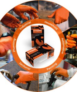 GLOVEWORKS HD Orange Nitrile Disposable Gloves, 8 Mil, Latex and Powder Free, Industrial, Food Safe, Raised Diamond Texture, X-Large, Case of 1000 X-Large (Pack of 1000) 10 811taP1cL3L