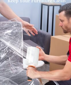 JARLINK 4 Pack Stretch Wrap, 5 Inches Shrink Wrap for Pallet Wrap, Moving Wrapping Plastic Roll, Industrial Strength Stretch Film up to 650% Stretch with Handles, 1000 Feet 11 811uRDcjwTL