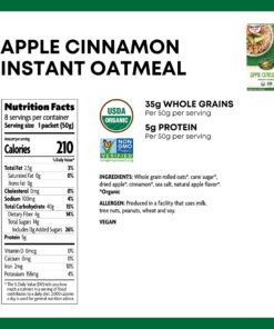 Nature's Path Organic Apple Cinnamon Instant Oatmeal, 48 Packets, Non-GMO, 35g Whole Grains, 5g Plant Based Protein 11 811vQvUDQPL