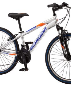 Schwinn High Timber Youth/Adult Mountain Bike for Men and Women, Aluminum and Steel Frame Options, 7-21 Speeds Options, 24-29-Inch Wheels Silver 24-Inch Wheels 17 811vhGbLqUL