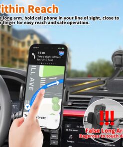 Alternative view of 1Zero Solid Car Truck Phone Mount Holder with 14-Inch Gooseneck Long Arm, Windshield Window Mobile Holders w/Industrial-Strength Suction Cup, Anti-Shake Stabilizer Compatible All Cell Phones iPhone Black Mirror Surface with Silver Ring