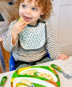 The First Years John Deere's Johnny Tractor and Friends Dinnerware Set - Toddler Plates and Bowls Set - Includes Toddler Plate, Toddler Bowl, Toddler Fork and Toddler Spoon - 4 Count 4 Piece Set 16 811wVDJ00iL