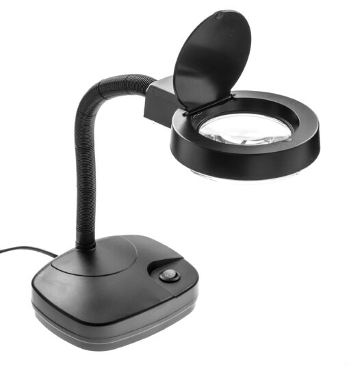 SE - 3.5X Magnification Table Lamp with Fluorescent Light - Flexible Gooseneck, Heavy Base, Cool White Lighting - Ideal for Craftsmen, Jewelers, Hobbyists - 12" Adjustable Neck, 110V-120V -MC353B MC353B