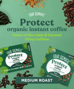Organic Instant Coffee Powder by Four Sigmatic | Arabica Instant Coffee Singles with Cordyceps, Chaga and Eleuthero | Mushroom Coffee Instant Mix for Better Focus and Immune Support | 10 Packets Protect w/ Chaga & Cordyceps 0.09 Ounce (Pack of 10) 25 811xshz2qKL 2