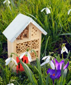 Alternative view of Niteangel Natural Wooden Insect Hotel, Garden Insect House for Ladybugs, lacewings, Butterfly, Bee, Bug 10 x 6 x 3.4 inch Red