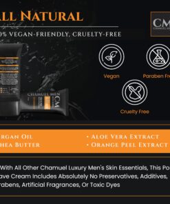 CHAMUEL MEN Anti Aging Daily Aftershave for Men - All Natural Mens Face Cream and Moisturizer with Argan, Shea & Aloe Facial Fuel for Sensitive, Dry, Oily or Combo Skin, 2.6 oz 13 812 m5lpl L 1