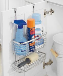 iDesign Axis Over the Cabinet 2-Tier Kitchen Storage Basket Organizer for Aluminum Foil, Sandwich Bags, Cleaning Supplies, Garbage Bags, Bath Supplies, Chrome 26 8120yYI5JPL