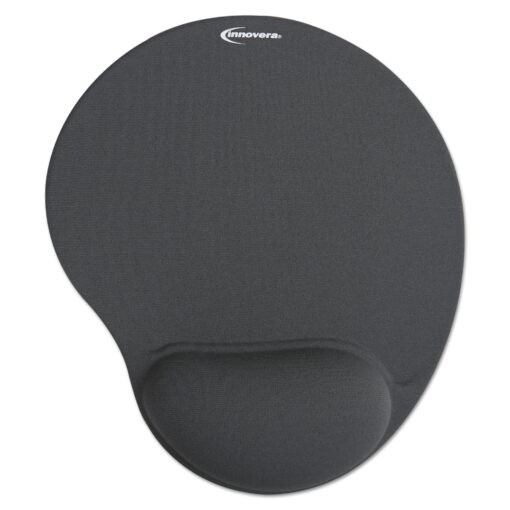 Innovera Mouse Pad with Fabric-Covered Gel Wrist Rest, 10.37 x 8.87, Gray