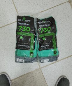 SHOWA 730 Nitrile Cotton Flock-lined Chemical Resistant Glove, Large (Pack of 12 Pairs),Light Green 11 8121L7tYHSL