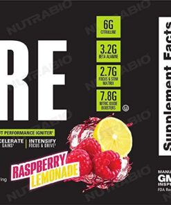 NutraBio PRE Workout Powder - Sustained Energy, Mental Focus, Endurance - Clinically Dosed Formula - Beta Alanine, Creatine, Caffeine, Electrolytes - 20 Servings - Raspberry Lemonade 9 8122pDtzH8L