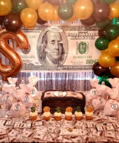Beistle Big Bucks Tablecover, 54” x 108” – Plastic Table Cloth, Casino Theme Party Decorations, Casino Themed Party Supplies, Money Party Decorations, Dollar Bill Table Cloth 1 28 8123i2VlNfL