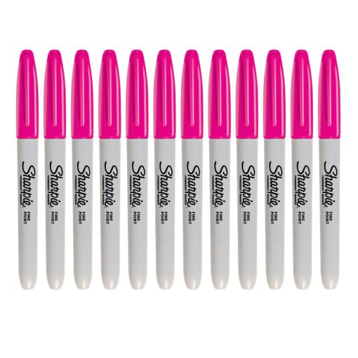 Sharpie Permanent Marker, Fine Point, Magenta, 12 Count (32081)