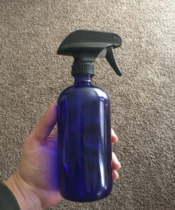 Empty Blue Glass Spray Bottles (2 Pack) - BPA Free - Large 16 oz Refillable Bottle for Plants, Pets, Essential Oils, Cleaning Products - Black Trigger Sprayer w/Mist and Stream Settings 31 8124NsbKIL