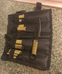 Whetstone Cutlery S-Force Kunai Knives - 12-Pack Black and Green Stainless-Steel Ninja Throwing Knife Set with Cord-Wrapped Handles and Carry Case 51 812642QSHiL