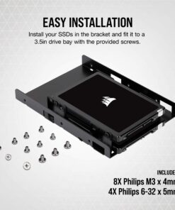 Corsair Dual SSD Mounting Bracket (3.5” Internal Drive Bay to 2.5", Easy Installation) Black 1 Count (Pack of 1) Dual SSD Mount 30 8126skGgMwL
