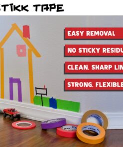 STIKK 3 Pack 1" inch x 60yd Red Painters Tape 14 Day Easy Removal Trim Edge Finishing Decorative Marking Masking Tape (.94 in 24MM) 13 81276dbID L
