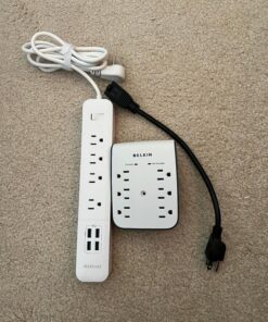 Power Strip Surge Protector - Flat Plug, Wall Mount, 8 Wide Outlets with 4 USB Ports (1 USB C), 5FT Heavy Duty Extension Cord with Multiple Outlets, Charging Station Overload Protection for Home Dorm 5 FT Black 31 8127ZY60XIL