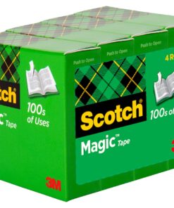 Scotch Magic Tape, Invisible, Repair Christmas Cards and Use as Holiday Gift Wrap Supplies for Christmas, 4 Tape Rolls No Dispenser 20 8128zeCeQFL