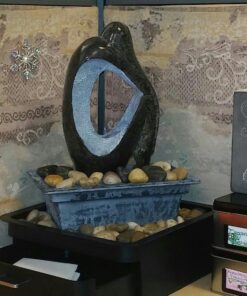 Modern Silhouette Zen Indoor Small Tabletop Water Fountain with 4-LED Light Cluster Faux Black Marble Stone 10" for Table Desk-Top Office Bedroom House Relaxation Living Room - John Timberland 29 8129jH7QzDL