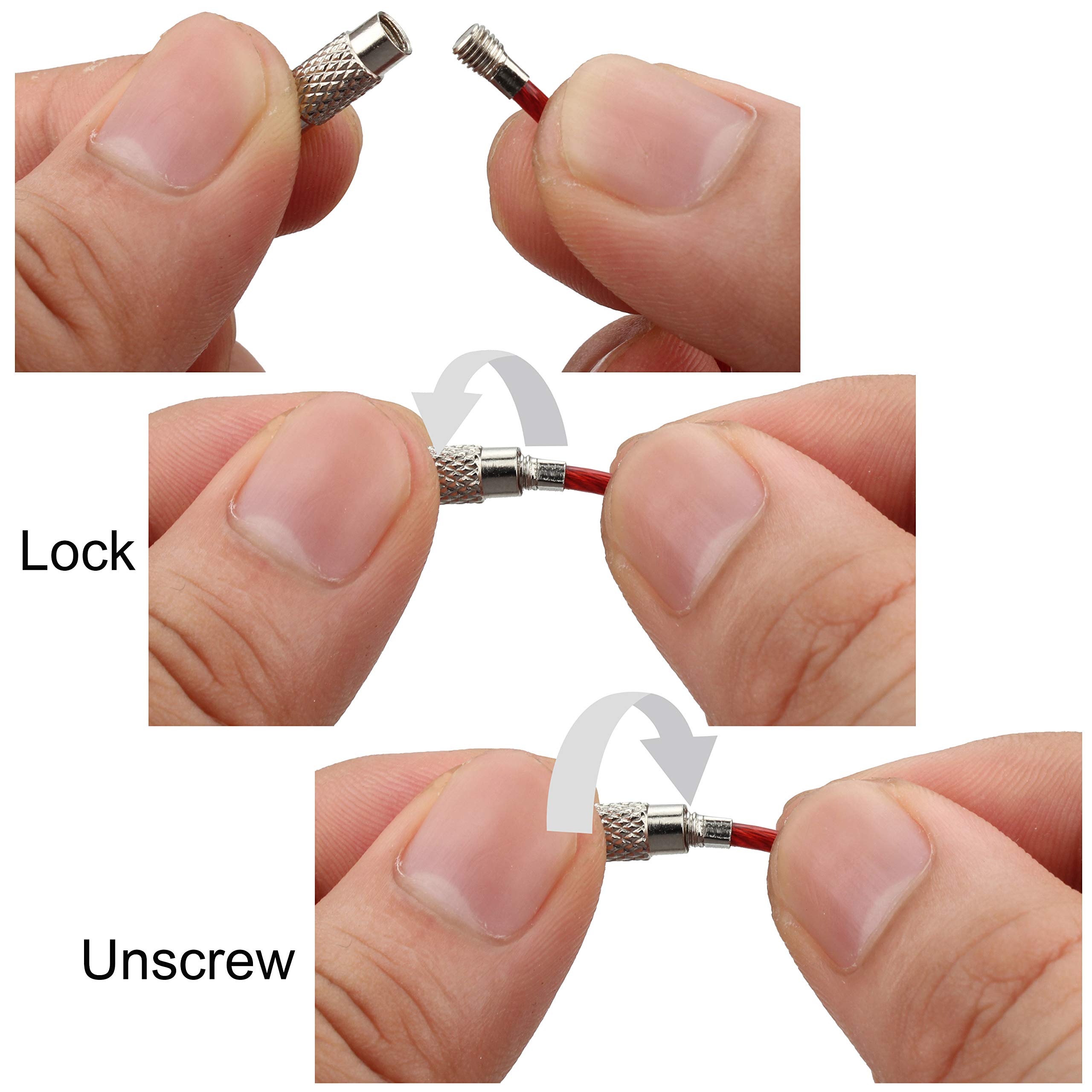 Keychain, Wisdompro 20 Pack of 4.3 Inches Stainless Steel Wire Ring 2mm Cable Loop Rings for Hanging Luggage Tag, Keyrings and ID Tag Keepers (Pack of 20-4.3 inch) 6-color 4.3" 20Pack 5 Keychain, Wisdompro 20 Pack of 4.3 Inches Stainless Steel Wire Ring 2mm Cable Loop Rings for Hanging Luggage Tag, Keyrings and ID Tag Keepers (Pack of 20-4.3 inch) 6-color 4.3" 20Pack - Image 5