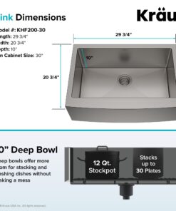 Kraus KHF200-30 Standart PRO Kitchen Stainless Steel Sink, 30 Inch Round Apron Single Bowl Rounded Apronfront 35 812BZHJx8L